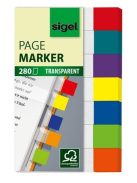 Jelölőcímke, műanyag, 7x40 lap, 20x50 mm, SIGEL "Clear Mini", vegyes szín, 280 lap (SIHN677)