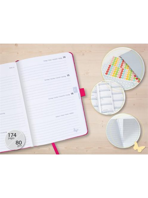 Naptár, A6, heti, 2025, kemény borító, SIGEL "Jolie", indigókék