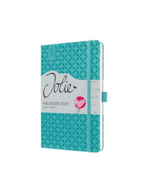Naptár, A5, heti, 2025, kemény borító, SIGEL "Jolie", aqua zöld