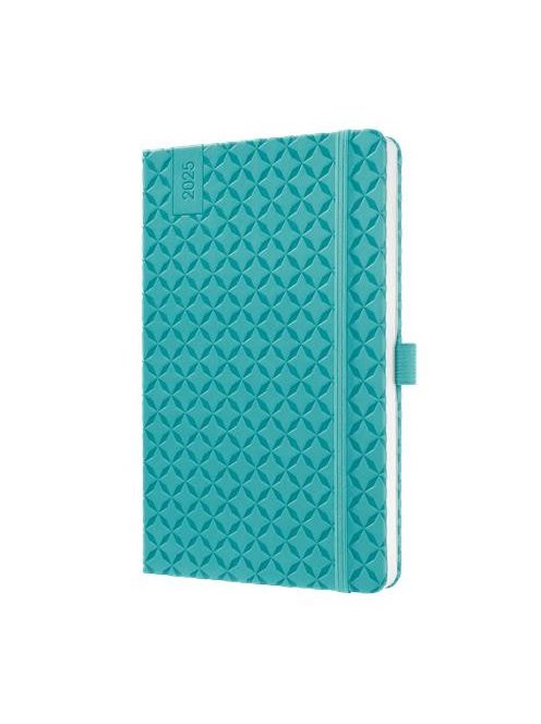 Naptár, A5, heti, 2025, kemény borító, SIGEL "Jolie", aqua zöld