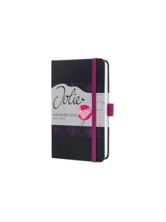   Naptár, A6, heti, 2025, kemény boritó, SIGEL "Jolie", fekete-pink