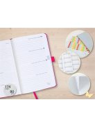 Naptár, A6, heti, 2025, kemény boritó, SIGEL "Jolie", fekete-pink