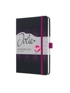   Naptár, A5, heti, 2025, kemény boritó, SIGEL "Jolie", fekete-pink
