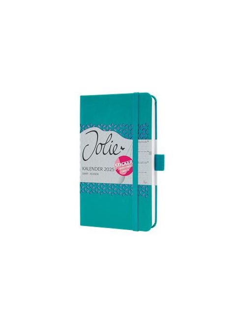 Naptár, A6, heti, 2025, kemény boritó, SIGEL "Jolie", csillogó türkiz