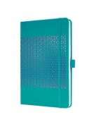 Naptár, A5, heti, 2025, kemény boritó, SIGEL "Jolie", csillogó türkiz