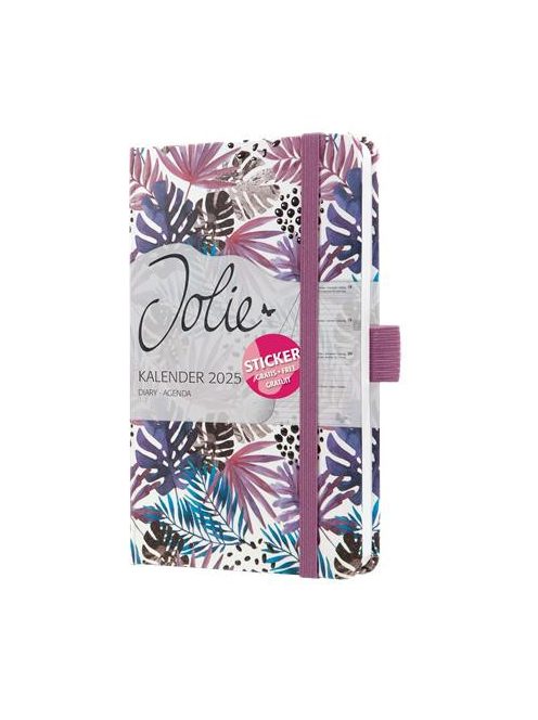 Naptár, A6, heti, 2025, kemény borító, SIGEL "Jolie", Violet Jungle Fever