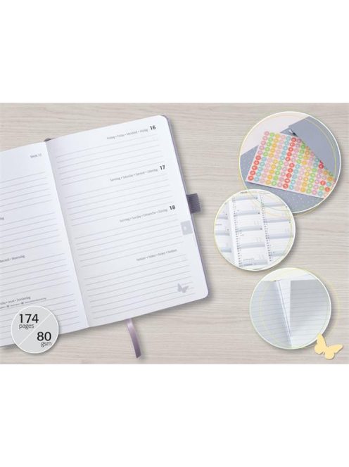 Naptár, A5, heti, 2025, dombornyomott borító, SIGEL "Jolie", kobalt kék