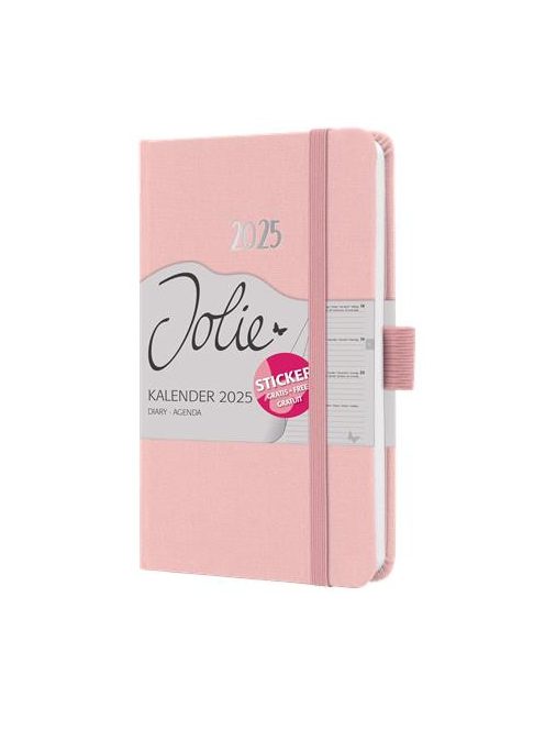 Naptár, A6, heti, 2025, dombornyomott borító, SIGEL "Jolie", lágy rózsaszín