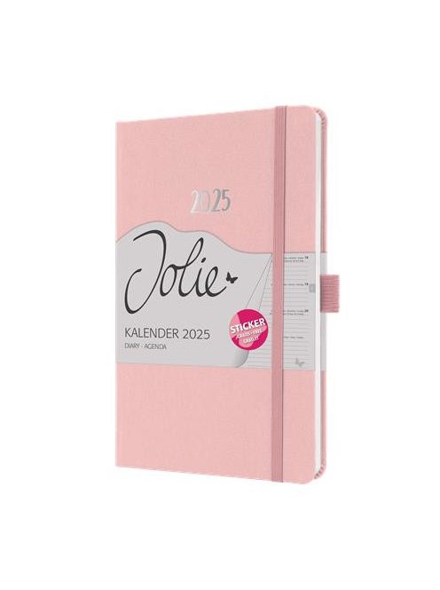 Naptár, A5, heti, 2025, dombornyomott borító, SIGEL "Jolie", lágy rózsaszín