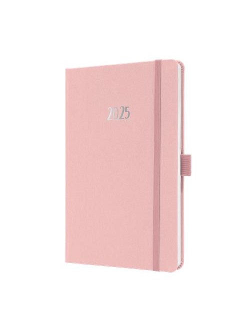 Naptár, A5, heti, 2025, dombornyomott borító, SIGEL "Jolie", lágy rózsaszín