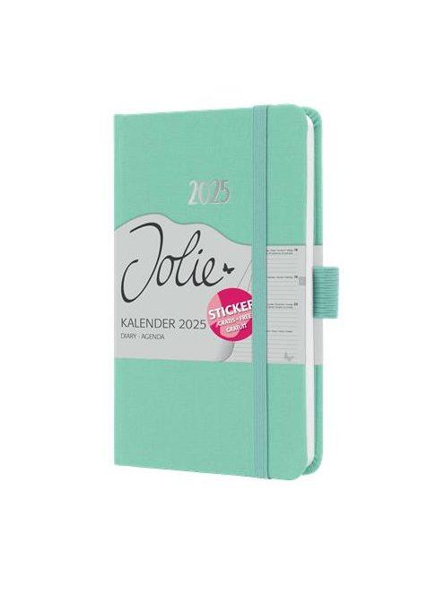 Naptár, A6 , heti, 2025, kemény boritó, SIGEL "Jolie", mentazöld