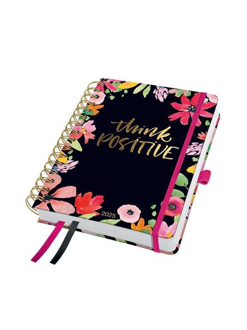 Naptár, spirál, A5, heti, 2025, kemény borító, SIGEL "Jolie", Flower love