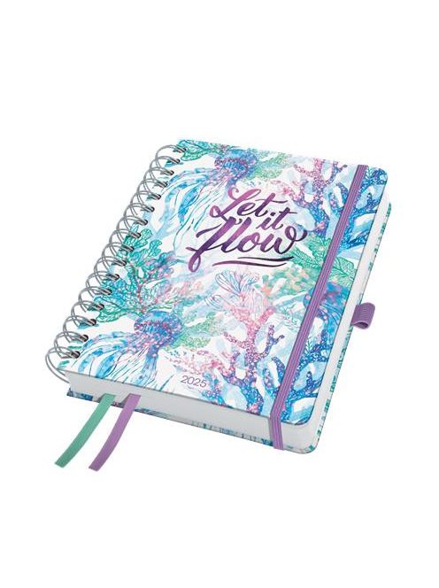 Naptár, spirál, A5, heti, 2025, kemény borító, SIGEL "Jolie", Let it flow