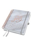 Naptár, spirál, A5, heti, 2025, kemény boritó, SIGEL "Jolie" Glittery Joy