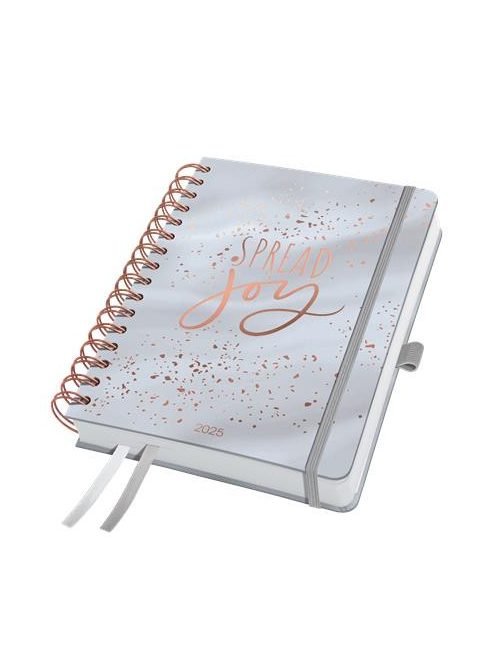 Naptár, spirál, A5, heti, 2025, kemény boritó, SIGEL "Jolie" Glittery Joy