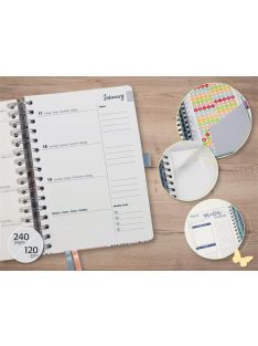   Naptár, spirál, A5, heti, 2025, kemény boritó, SIGEL "Jolie" Glittery Joy