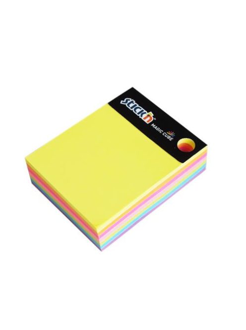 Öntapadó jegyzettömb, 101x76 mm, 280 lap, STICK N "Magic Cube", neon színek (SN21255)