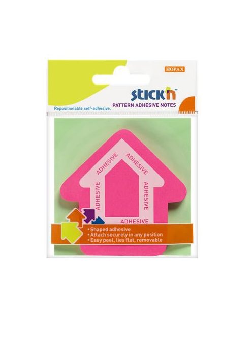 Öntapadó jegyzettömb, nyíl alakú, 70x70 mm, 50 lap, STICK N, magenta (SN21542)