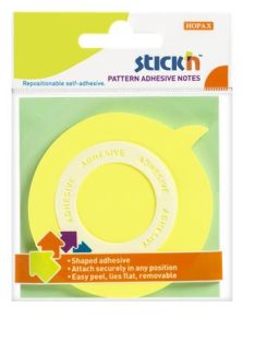   Öntapadó jegyzettömb, buborék alakú, 70x70 mm, 50 lap, STICK N, sárga (SN21544)