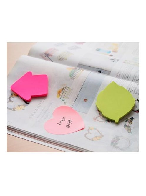 Öntapadó jegyzettömb, szív alakú, 70x70 mm, 50 lap, STICK N, rózsaszín (SN21545)