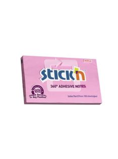   Öntapadó jegyzettömb, 76x127 mm, 100 lap, STICK N, rózsaszín (SN21558)