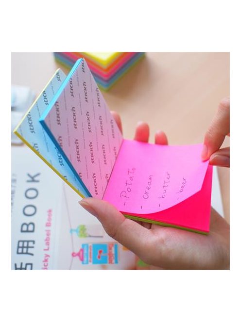 Öntapadó jegyzettömb, 76x76 mm, 100 lap, STICK N "Magic Pad" neon színek (SN21571)