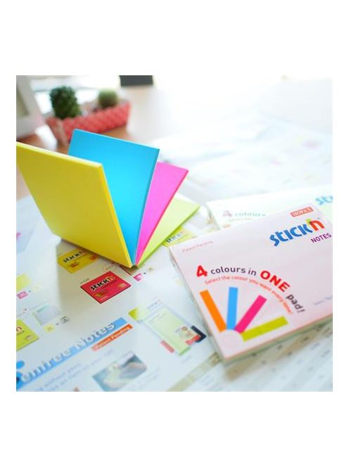 Öntapadó jegyzettömb, 76x76 mm, 100 lap, STICK N "Magic Pad" neon színek (SN21571)