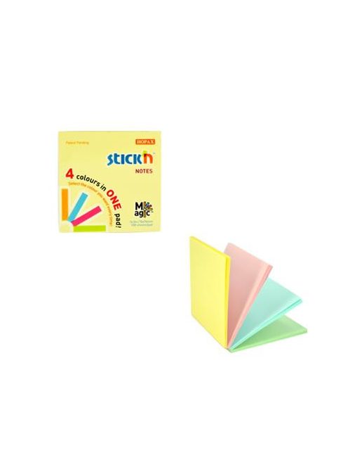 Öntapadó jegyzettömb, 76x76 mm, 100 lap, STICK N "Magic Pad" pasztell színek (SN21574)