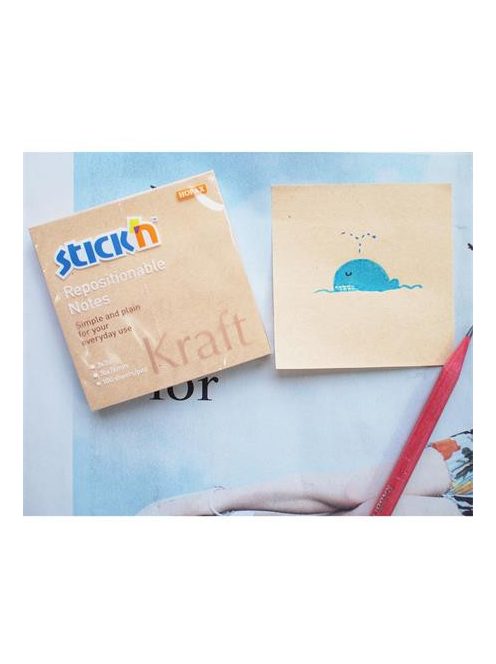 Öntapadó jegyzettömb, 76x76 mm, 100 lap, STICK N "Kraft Notes", barna (SN21639)