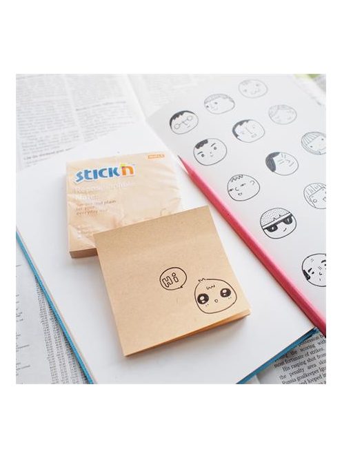 Öntapadó jegyzettömb, 76x76 mm, 100 lap, STICK N "Kraft Notes", barna (SN21639)