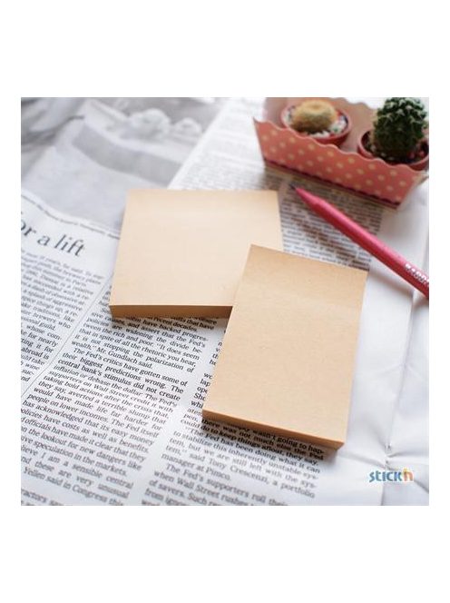 Öntapadó jegyzettömb, 76x76 mm, 100 lap, STICK N "Kraft Notes", barna (SN21639)