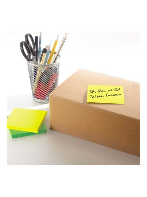 Öntapadó jegyzettömb, 76x76 mm, 90 lap, STICK N "Extra Sticky", neon sárga (SN21670)