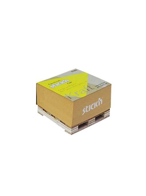 Öntapadó jegyzettömb, 76x76 mm, 400 lap, mini raklap, STICK N "Kraft Cube", barna (SN21816)