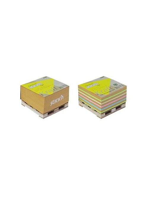 Öntapadó jegyzettömb, 76x76 mm, 400 lap, mini raklap, STICK N "Kraft Cube", barna (SN21816)