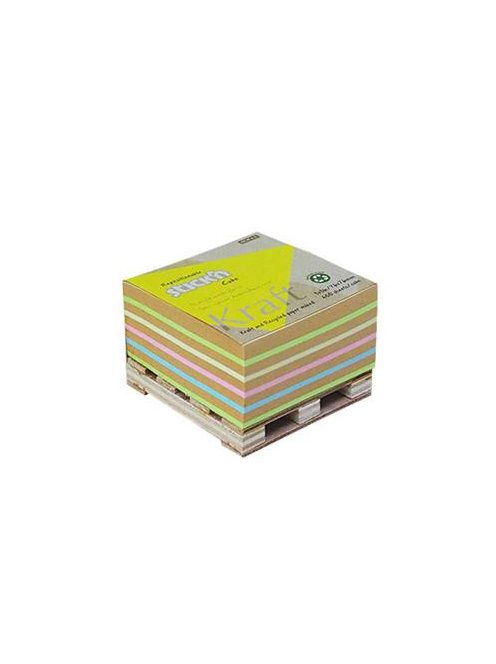 Öntapadó jegyzettömb, 76x76 mm, 400 lap, mini raklap, STICK N "Kraft Cube", vegyes színek (SN21817)