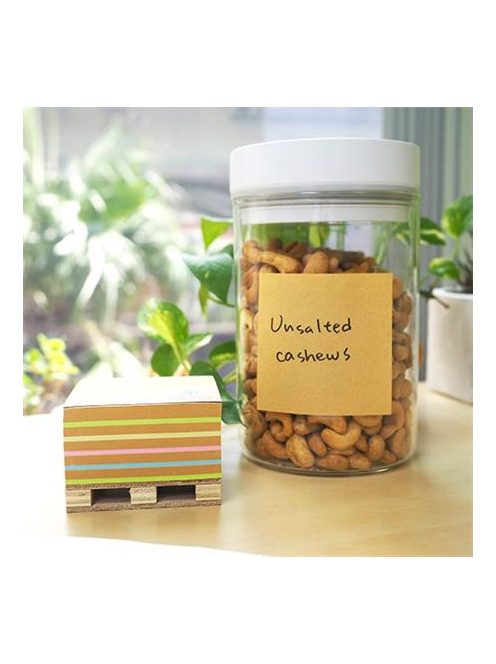 Öntapadó jegyzettömb, 76x76 mm, 400 lap, mini raklap, STICK N "Kraft Cube", vegyes színek (SN21817)