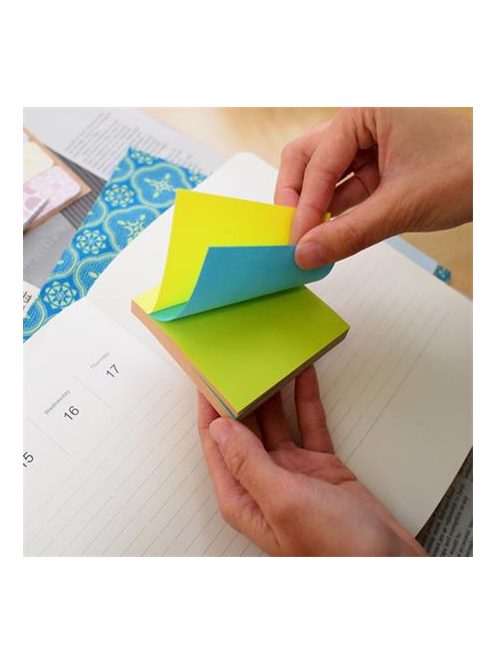 Öntapadó jegyzettömb, 76x76 mm, 100 lap, STICK N, neon színek (SN21822)