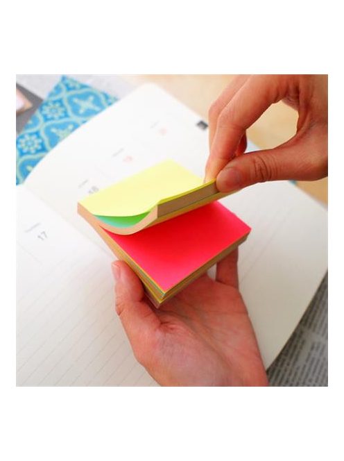 Öntapadó jegyzettömb, 76x76 mm, 100 lap, STICK N, neon színek (SN21822)