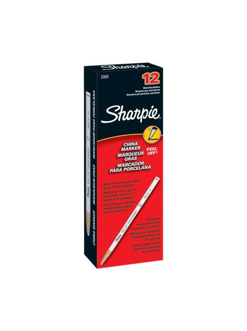 Jelölőceruza, 2,0 mm, SHARPIE "Peel-Off China marker", fehér (SR305061)