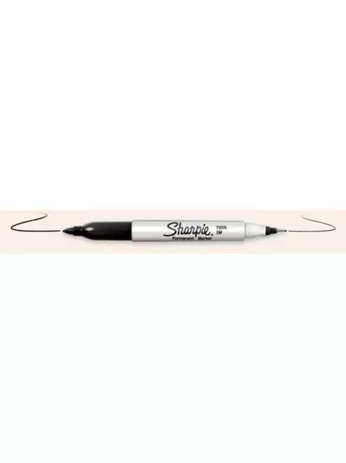 Alkoholos marker, kúpos, kétvégű, SHARPIE "Twin Tip", fekete (SR811100)