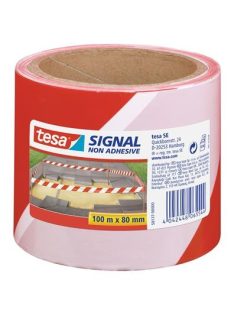 Kordonszalag, 80 mm x 100 m, TESA, piros/fehér (TE58137)