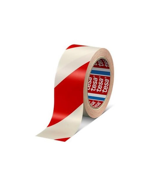 Jelölőszalag, 50 mm x 33 m, TESA "Professional" piros/fehér (TE60760PFE)
