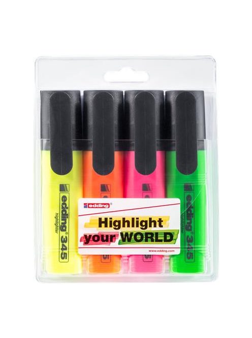 Szövegkiemelő készlet, 2-5 mm, EDDING "345", 4  külnböző szín (TED3450V4)