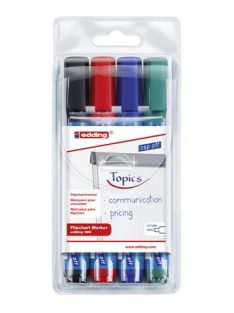   Flipchart marker készlet, 1,5-3 mm, kúpos, EDDING "380", 4 különböző szín (TED380V4)