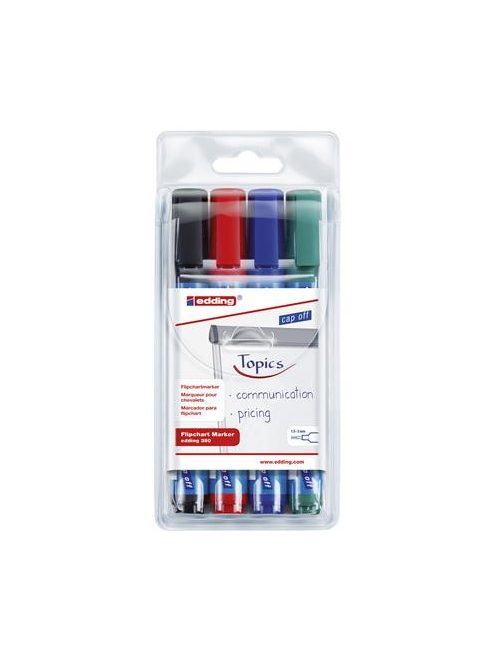 Flipchart marker készlet, 1,5-3 mm, kúpos, EDDING "380", 4 különböző szín (TED380V4)