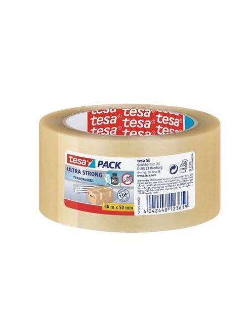 Csomagolószalag, 50 mm x 66 m, TESA "Ultra Strong", átlátszó (TESCS57176)