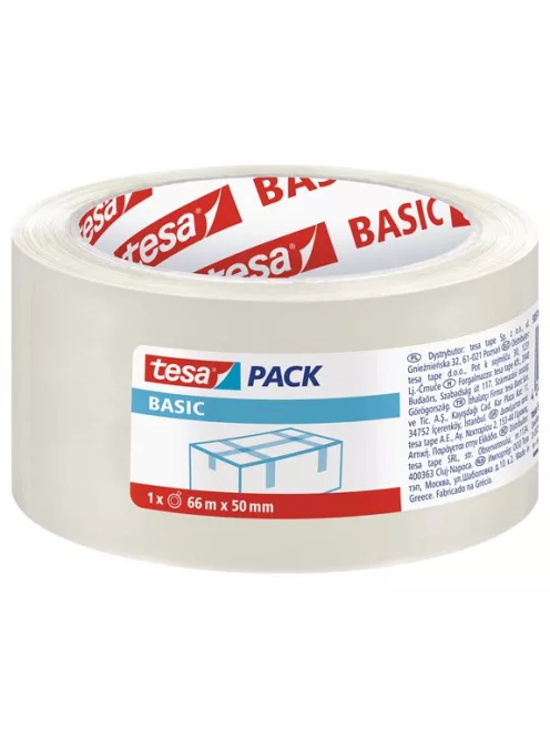 Csomagolószalag, 50 mm x 66 m, TESA "Basic", átlátszó (TESCS58570)