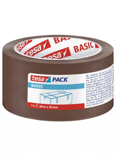 Csomagolószalag, 50 mm x 66 m, TESA "Basic", barna (TESCS58571)