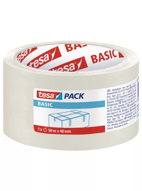 Csomagolószalag, 48 mm x 50 m, TESA "Basic", átlátszó (TESCS58572)