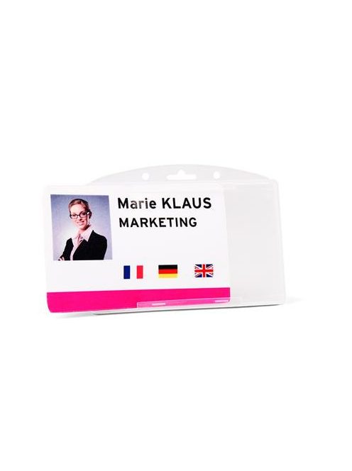 Azonosítókártya-tartó, műanyag, nyitott, fekvő, 54x85 mm, TARIFOLD (TF200429)